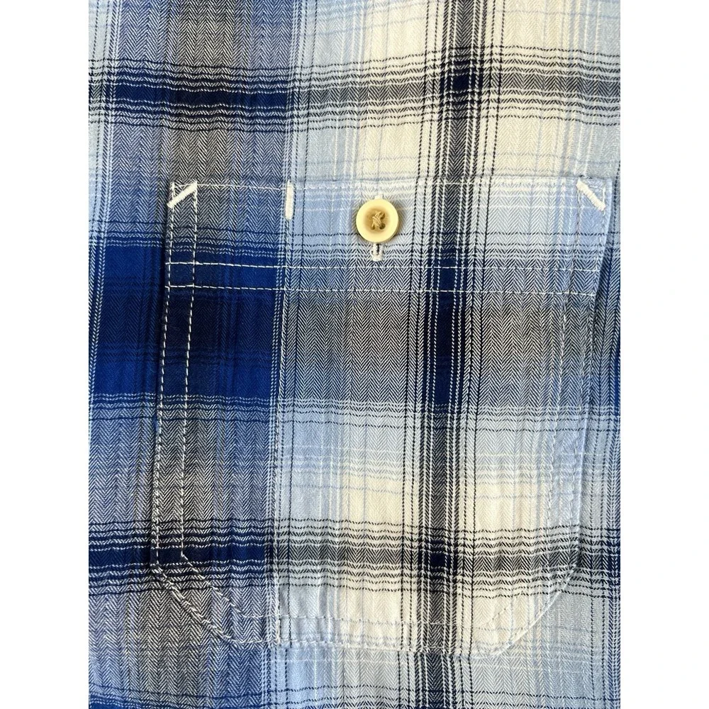 NEW ROWM Shirt Tall‎ Man Men's LT Blue Plaid Long Sleeve Dillards